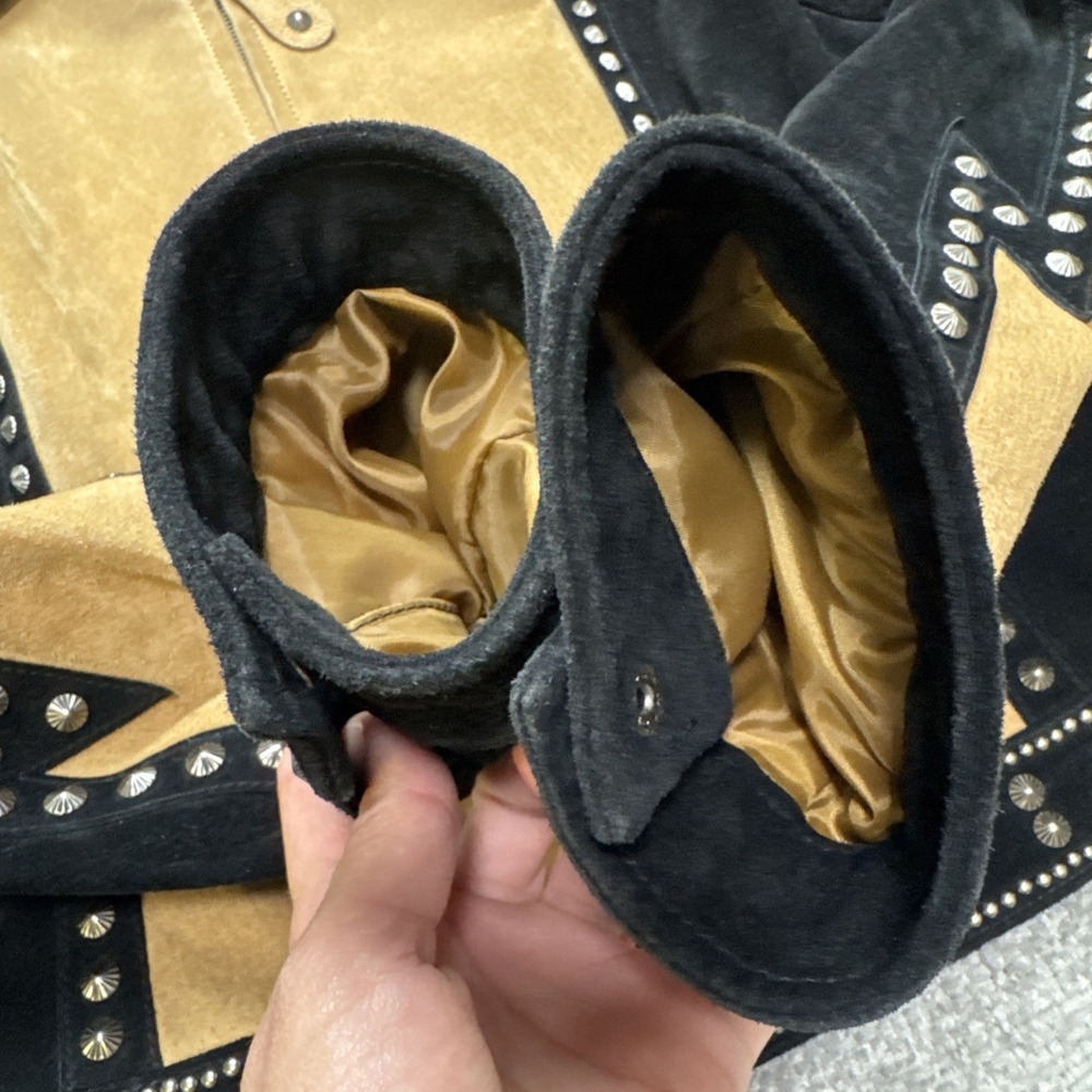 Cripple Creek Large Western Leather Suede Jacket Star Cowgirl Studded Festival - Picture 10 of 11